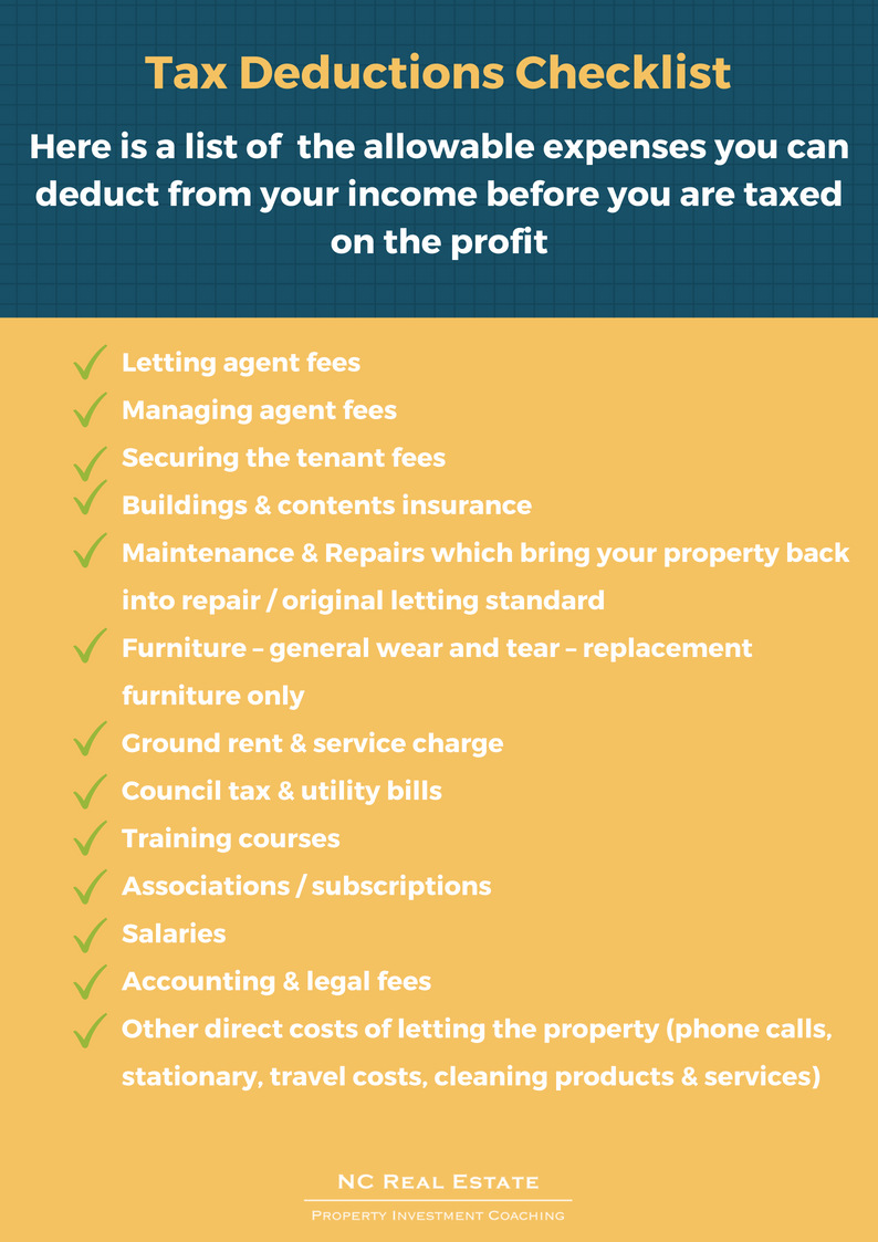 Tax Deductions Allowable Expenses Checklist  NC Real Estate